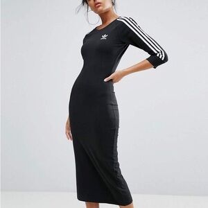Adidas mid length black stretch dress